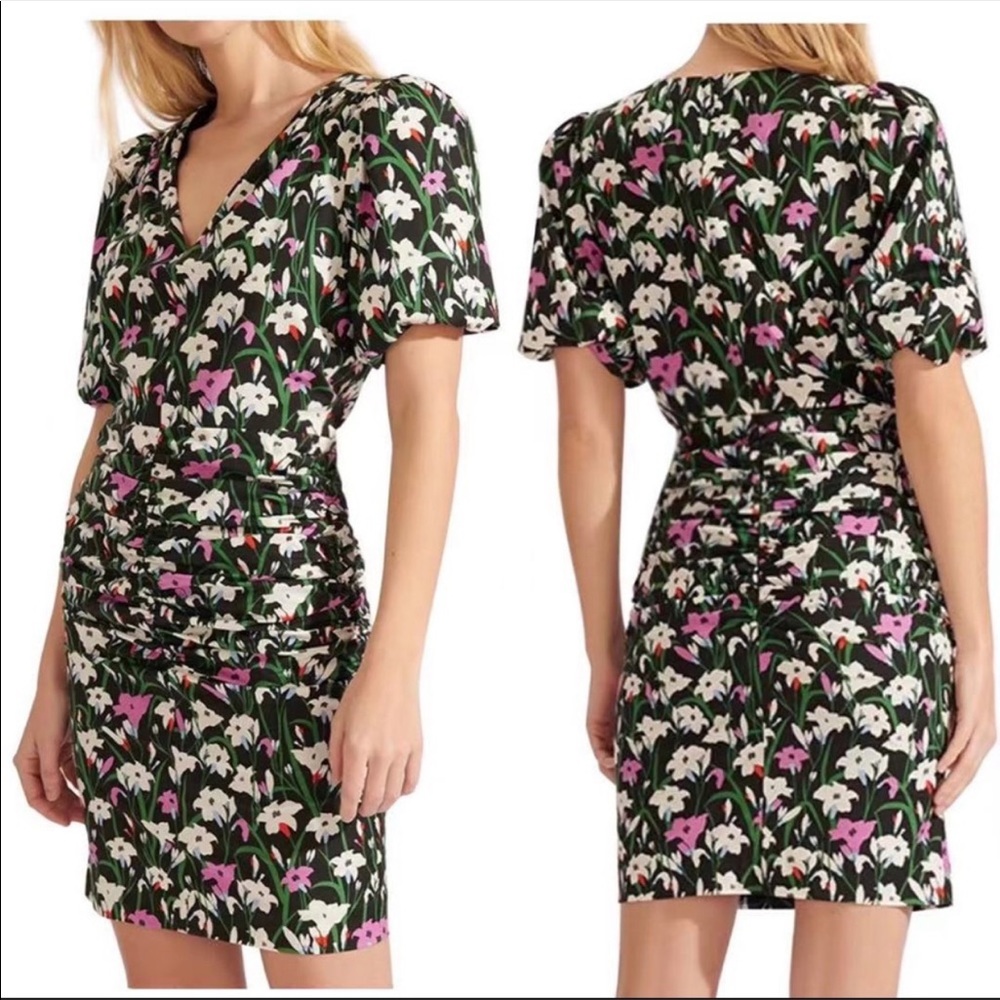 Veronica Beard Janis Ruched Floral Cotton Dress
